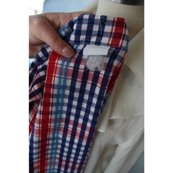 Vintage 70s Lightweight Plaid Seersucker Blazer - Picture 8 of 8